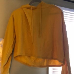 Yellow long sleeve thin crop top
